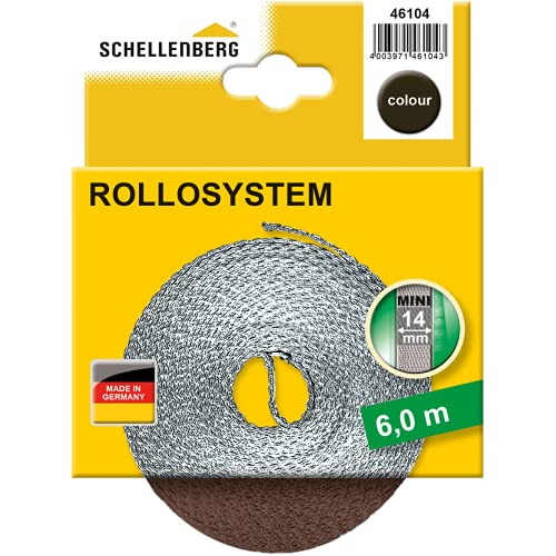 Schellenberg 46104 Cinta de persiana 14 mm x 6,0 m - Sistema MINI, marrón
