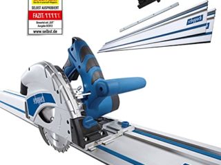 SCHEPPACH PL55 Sierra Circular de Inmersión con Carril Guía de Aluminio e inclinación de hasta 45º, 5500 rpm y 1200W de Potencia, Azul