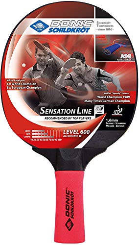 Schildkröt Donic Raqueta de Tenis de Mesa Sensation Line 600, Mango ASG, Esponja de 1,6 mm, Almohadilla Prestige-ITTF