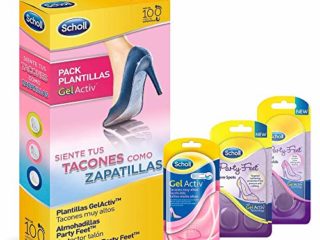 Scholl Gel Activ pack de 3 plantillas para tacones, total 1 par (2 Plantillas) tacones muy altos + 2 almohadillas protección talón + 6 almohadillas puntos sensibles y rozaduras