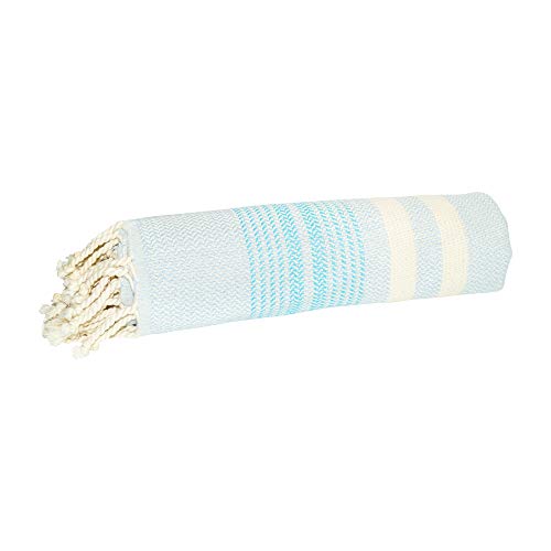 SCN Premium Toalla de hamam, toalla de sauna, pestemal, toalla de playa, 100 x 180 cm (Pinar) 100% algodón turco Oeko Tex 100 (azul claro)
