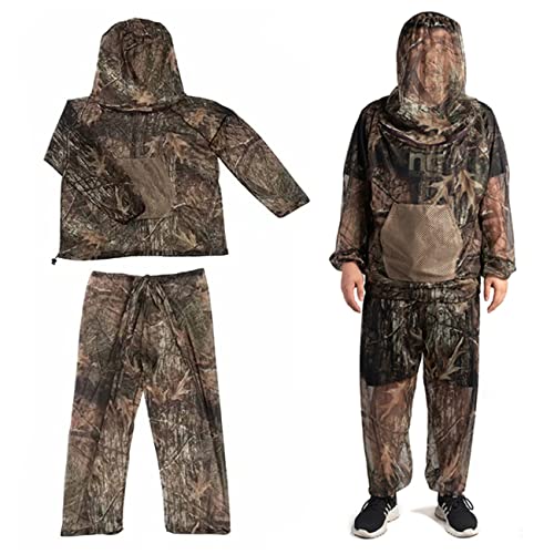 scosao Traje Ghillie Camo 3D Leafy Woodland Camuflaje Ghillie Suit, Ropa De Caza Ligera con Capucha para Hombres, Cazadores, Militares, Airsoft, FotografíA De Vida Silvestre, Halloween,M/L