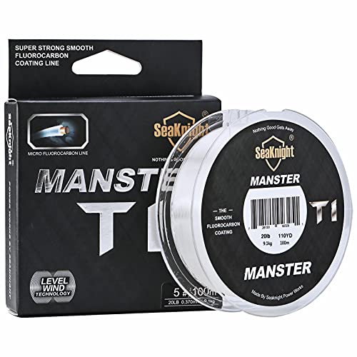 Seaknight T1 - Línea de Pesca de fluorocarbono 100m, Recubrimiento de fluorocarbono Sedal de Pesca de Carpa 3-35LB