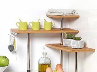 SECRET DE GOURMET 78037 ESTANTERIA ESQUINERA DE Bambu para Cocina 45X43X38,5CM, Metal, Neutro, L. 45 x l. 43 x H.39 cm