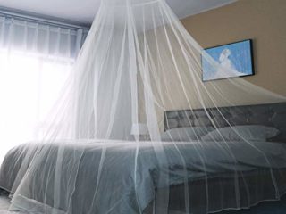 Sekey XXL Mosquitera para Individual Bette Mosquitera para Cama Simple Red contra Mosquitos con Kit de Colocación Mesh Antinsectos, Antimosquitos, Rápida y Fácil Instalación, 60x250x1200cm, Blanco