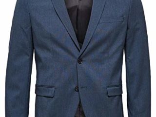 SELECTED HOMME SHDNEWONE-MYLOLOGAN1 Blazer Noos Chaqueta de Traje, Gris (Medium Blue Melange), 46 (Talla del Fabricante: 90) para Hombre