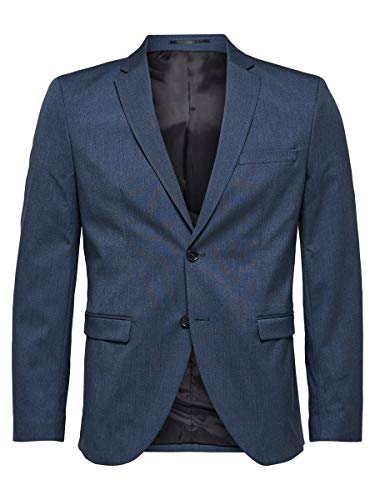 SELECTED HOMME SHDNEWONE-MYLOLOGAN1 Blazer Noos Chaqueta de Traje, Gris (Medium Blue Melange), 46 (Talla del Fabricante: 90) para Hombre