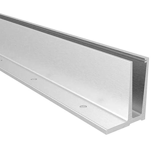 Sellon24® Barandilla de cristal, barandilla de cristal, perfil de suelo, aluminio, montaje en suelo, kit de montaje L (perfil L 1250 mm)