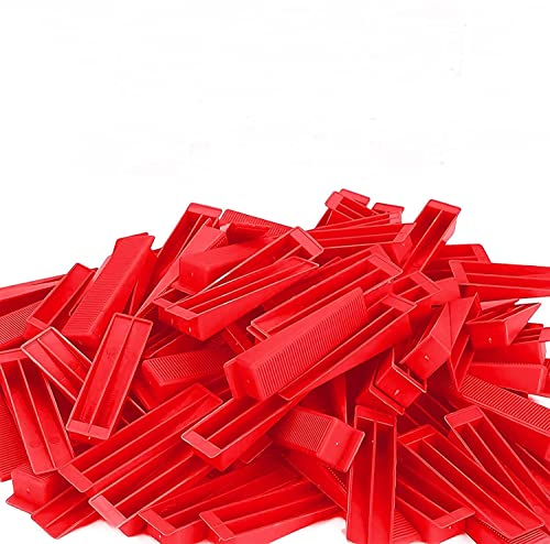 Senhilleu Sistema de nivelación de azulejos Herramienta de instalación de nivelador de azulejos (200Piezas Cuñas Rojas)