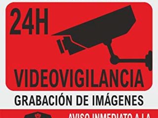 Seribas Señal Videovigilancia Alarma Conectada, Cartel de PVC Rígido 0,7 mm A4 21 x 30 cm Tinta y Material Resistente Interiores y Exteriores