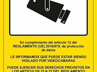 Seribas Señal Zona Videovigilada Cartel de PVC glaspack 0,7mm A4 21 x 30cm Amarillo Tinta y Material Resistente Interiores y Exteriores