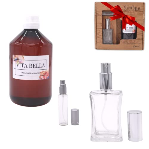 SERONE Estuche Perfumes Equivalencia Mujer 500 ml - Recargable Larga Duración - Eau De Toilette - Vaporizador Colonia 50 ml + 15 ml - Eau De Parfum Spray Baratos - Ofertas Regalo (VITA BELLA)