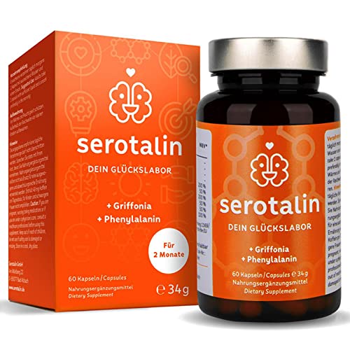 serotalin® ORIGINAL | Pastillas de serotonina y dopamina para mejorar el estado de ánimo | Con Griffonia 5-HTP + Tirosina | 60 cápsulas de 2 meses | 100 % veganas