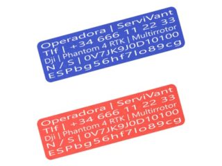 SERVIVANT ● Kit de 2 Placas Identificativas para Drones ● Placas para Drones OBLIGATORIAS según normativa AESA ● Tamaño Personalizados para Todos los Modelos de Drones