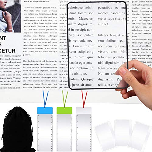 Set de 12 Hojas de Lupas 3X Incluye 6 Lupas de Páginas Lupa de Página de Lente de Fresnel 3 Lupas de Tarjetas 3 Lupas de Marcadores para Lectura Mapa Libro en Letra Pequeña