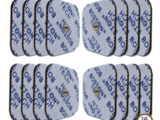 Set de 16 electrodos universales de 4,5cm x 4,5cm tipo botón (Snap) Electrodos para TENS y EMS, Reutilizables Supersoft Parches para electroestimuladores Beurer, Vitalcontrol, Sanitas. Modelo ME71