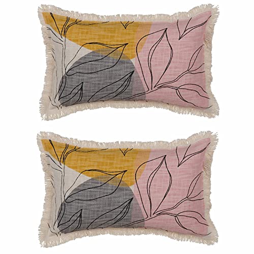Set de 2 Cojines de Hojas Multicolor de algodón Natural de 30x50 cm - LOLAhome