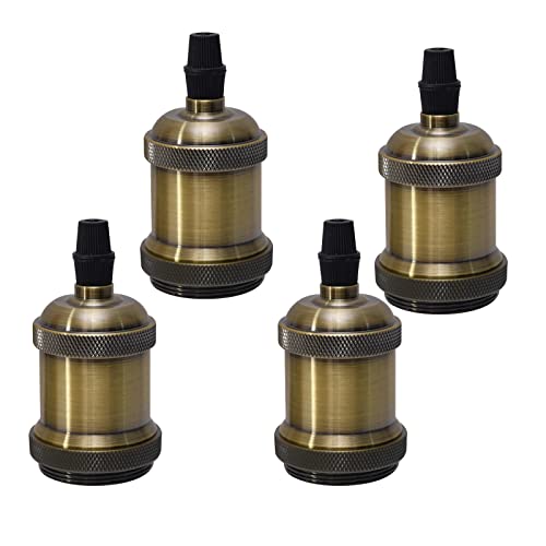 Sevenpers Portalámparas Vintage E27, 4 piezas Casquillos para Bombillas Adaptadores de Portalámparas Cerámica Edison retro lámpara, para Hogares Oficinas Bares Restaurantes （Bronce）