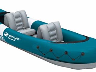 SEVYLOR Tahaa Kajak, Kayak Hinchable para 2 Personas, barcas hinchables con Funda de PVC Resistente y Cintas de sujeción para sostener Equipaje, Estructura de Barra para Mayor Estabilidad en el Agua