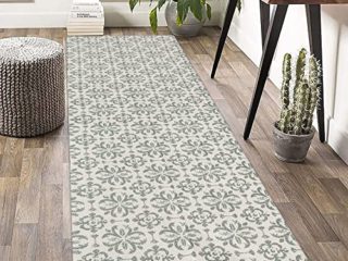 SHACOS Alfombra de Algodón 60x180 cm Gris Alfombra de Pasillo Gris Lavable Largo Moderna Alfombra Cocina para Dormitorio Cocina Baño Salon
