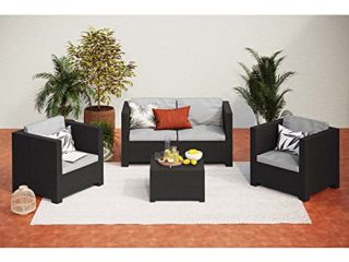 Shaf - Diva Confort | Set Muebles de Salon Exterior - Conjunto Muebles Jardin Exterior 4 Plazas | Fabricado en España con Materiales Reciclados - Color Grafito