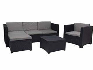 Shaf - Manhattan | Set Muebles de Salon Exterior - Conjunto Muebles Jardin Exterior 5 Plazas | Fabricado en España con Materiales Reciclados - Color Grafito
