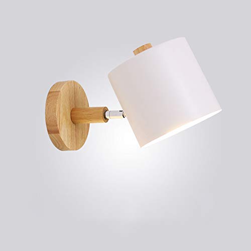Sheen El Norte De Europa Luces De Lámpara De Pared,E27 Enchufe Led 5w Cableado Montaje Empotrado Aplique De Pared Lámpara Ajustable Madera Dormitorio Cabecera Lámpara De Cabecera 15x22cm-Blanco