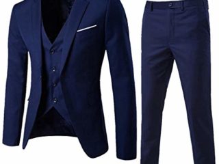Sheey Traje Ajustado para Hombre, Chaqueta Chaleco y Pantalones de 3 Piezas con un Botón Fiesta Boda Negocios Ropa Deporte Abrigo Jersey Otoño Invierno Inicio Trabajo