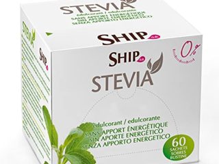 Ship - Caja Dispensadora con 60 Sobres de 180 g de Edulcorante de Estevia - Endulza tus Bebidas y Comidas de Manera Saludable - Fácil de Usar - Estevia Pura
