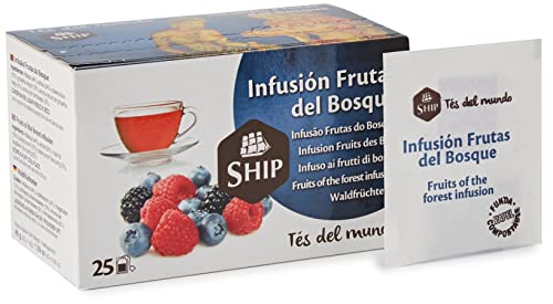 Ship - Té Frutas del Bosque en Caja de 25 Unidades - Propiedades Antioxidantes - Ayuda a Activar la Mente - Aporta Vitaminas y Minerales - Proporciona Bienestar y Tranquilidad - Sabor Dulce