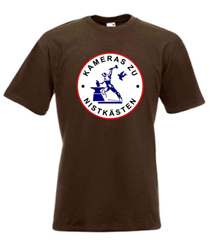 Shirtzshop - Camiseta de manga corta, diseño de cámaras a nido marrón L