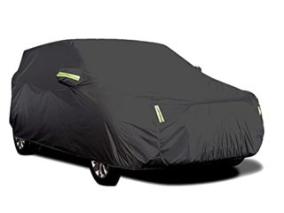 Shkalacar Funda Coche Exterior Impermeable,Cubre Coches Exterior ,Transpirable,Anti-UV Resistente al Polvo Nieve,con Hebilla Fija, Tira Reflectantes (XL)
