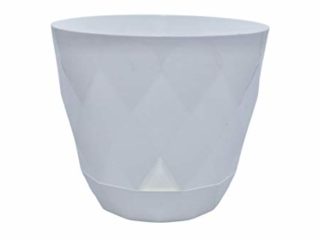 Shopivaa Macetero de riego automático, respetuoso con el medio ambiente, fácil cuidado, bandeja de agua incorporada, para plantas de interior, plantas de jardín, diseño de diamante (blanco, 14.5 cm)