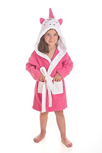 Sibiles - Albornoz Baño Niña Infantil 100% Algodón Bata con Bolsillos, Dibujos y Capucha Sleepy (6 a 8 años)