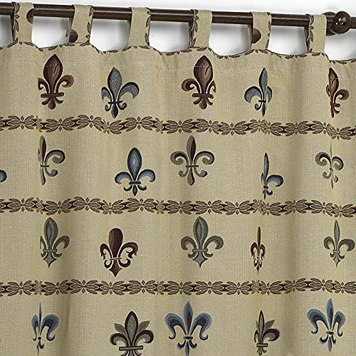 Sibiles - Cortina con Presillas Rústica Diseños Alpujarra, Cazador, Flor de LYS y Campo de 140x250 cm. (Flor de LYS)