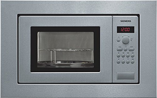 Siemens HF15G561 iQ100 - Microondas integrable, 38 cm, Marco 60 cm, 17L, 800W, Grill 1000W, Color negro y acero inoxidable
