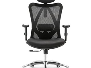 SIHOO Silla Ergonómica de Oficina, Silla de Escritorio con Soporte Lumbar Ajustables, Reposacabezas y Apoyabrazos, Malla Giratoria, Mecanismo de Inclinación, Carga máxima de 150 kg/ 330LB