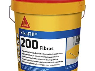 SikaFill 200 Fibras, Blanco, Pintura acrílica con fibras de vidrio para impermabilización de cubiertas visitalbles y protección de pareces medianeras, 20kg