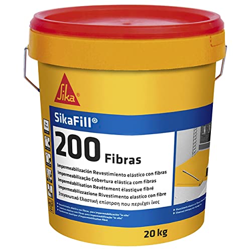 SikaFill 200 Fibras, Blanco, Pintura acrílica con fibras de vidrio para impermabilización de cubiertas visitalbles y protección de pareces medianeras, 20kg