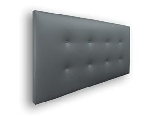 Silcar Home - Cabecero de Cama Tapizado en Polipiel con 2 Hileras de Botones - Modelo Carlo Gris 145 cm - Cabecero Acolchado - Cabezal Tapizado - Cabecero Original - Transporte Incluido