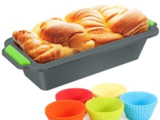 Silicona para Pan-Moldes de Panadería Tostadas Rectangular,Molde Antiadherente para Pan, Bizcochos y Tostadas +10Pcs Moldes de Horneado