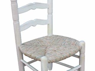 Silla Baja de Costura Palos Torneados, Asiento Tejido a Mano con Enea. Madera al Natural.
