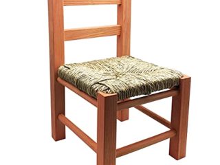 Silla clásica Infantil de Madera 39,2 x 23 x 25,2 cm, Asiento de Rafia. Altura Asiento: 19,5 cm. Silla para niños, guardería, hogar (Rosa)
