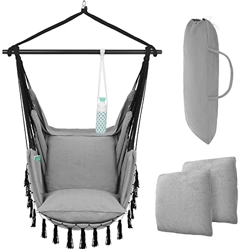 Silla Colgante Exterior VITA5 para Relajarse- Hamaca Resistente - Silla Colgante para Interior Que se Adapta a Cualquier decoración – Silla Columpio Interior fácil de Ajustar - Columpio Colgante