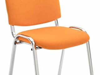 Silla De Conferencia Ken Chrom En Tela I Silla Confidente Apilable I Silla De Oficina Sin Ruedas con Base de Metal I Color:, Color:Naranja