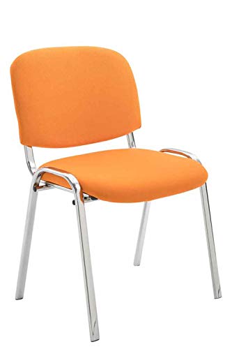 Silla De Conferencia Ken Chrom En Tela I Silla Confidente Apilable I Silla De Oficina Sin Ruedas con Base de Metal I Color:, Color:Naranja
