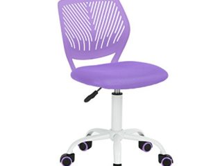 Silla de escritorio, ajustable, de estudio, de ordenador, con asiento de tejido, giratoria, sin brazos, morada