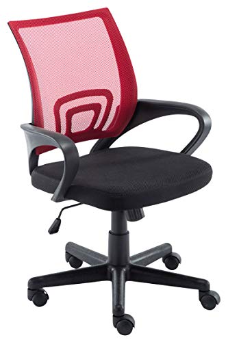 Silla De Escritorio Genius Tapizada En Tejido De Malla I Silla De Estudio Giratoria & Regulable En Altura I Silla De Oficina Ligera I Color:, Color:Rojo
