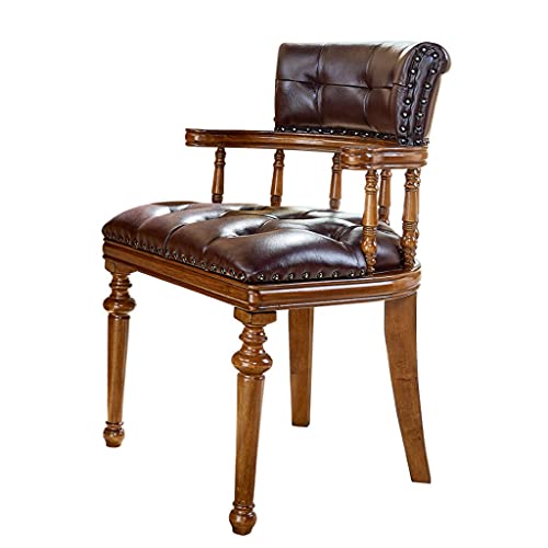 Silla de escritorio para computadora Silla de escritorio ergonómica ejecutiva de madera maciza, silla de oficina giratoria de cuero, con respaldo para apoyabrazos, sillas de trabajo Sillas Ejecutivas