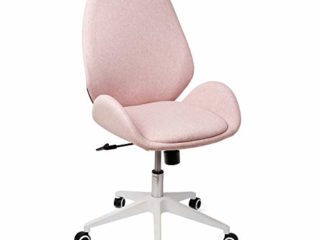Silla de Escritorio Silla de Oficina Giratoria con Respaldo Ergonómico, Cómoda Tela y Acolchado de Poliéster, Inclinación 22º, Diseño Elegante, Carga Máxima 115 kg(Rosa)